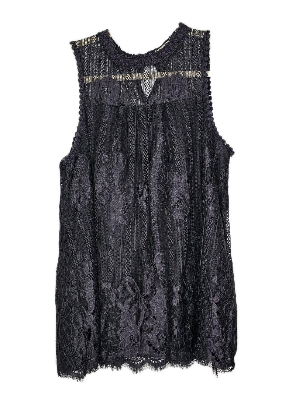 SLEEVELESS ALL LACE HIGH NECK TOP SIZE MEDIUM DARK GRAY Whimsigoth Dark Fairy